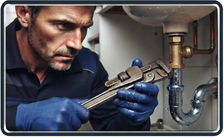 Tradesman working with pipework